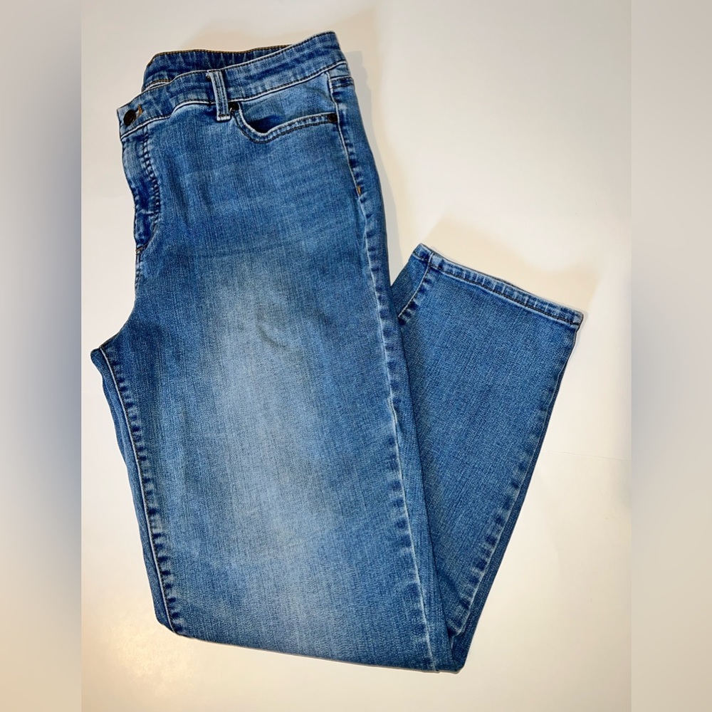 Womens Jeans Size 16 TALBOTS Slim Ankle Blue Wash Denim Pants Skinny Fit Plus